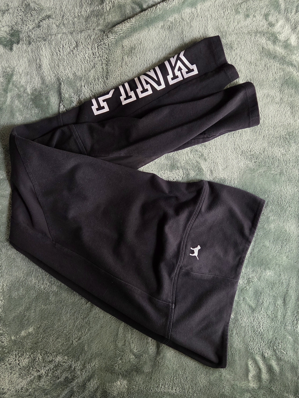 PINK Victoria’s Secret Black Collegiate Graphic Leggings - Small